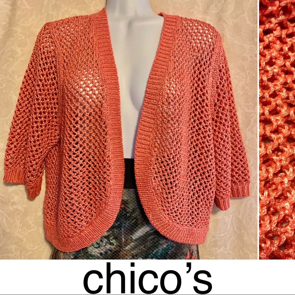 NWT Chico’s Siesta Shrug Open Weave Sweater - Picture 2 of 9